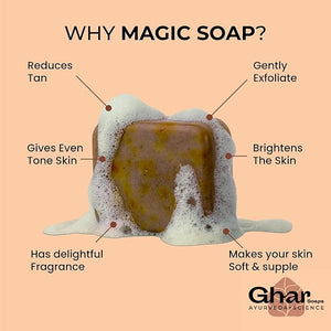 Ghar Soaps Sandalwood & Saffron Magic Soaps For Bath (Pack Of 3) .