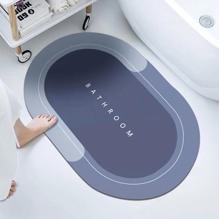 2 Pieces (3.5mm) Anti-Skid Water Soaking Oval Bathroom Print Rubber Mat, Water Absorbent Mat