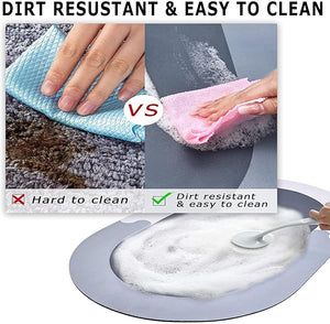 2 Pieces (3.5mm) Anti-Skid Water Soaking Oval Bathroom Print Rubber Mat, Water Absorbent Mat