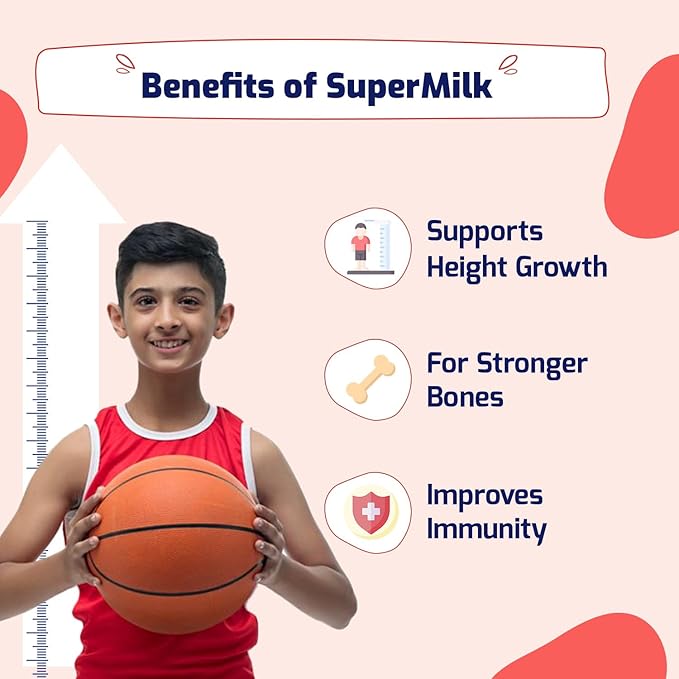 Gritzo Supermilk Height+ For 13+ Yrs Boys Personalized Protein & Nutrition Drink Mix (400g, Cafe Mocha)