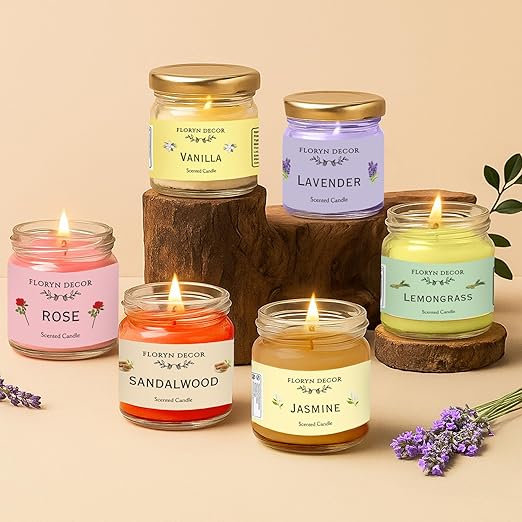 Decor Luxe Glass Jar Scented Candles Gift Set