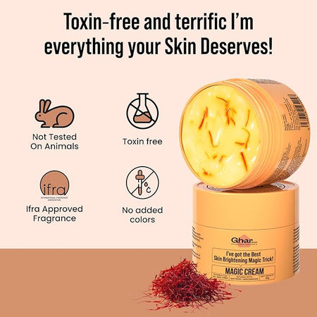 GHAR SOAPS Magic Cream With Saffron & Niacinamide For De-Tan, Moisturizing, Skin Brightening