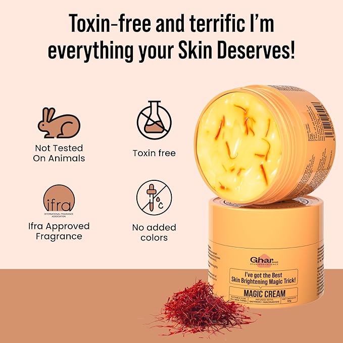 GHAR SOAPS Magic Cream With Saffron & Niacinamide For De-Tan, Moisturizing, Skin Brightening
