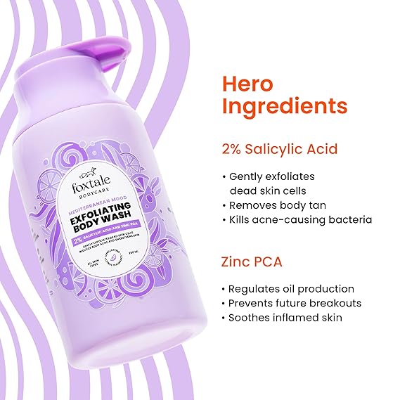 FoxTale 2% Salicylic Acid Exfoliating Body Wash With Zinc Pca
