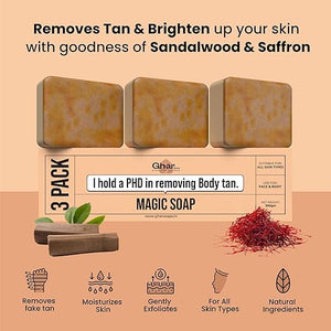 Ghar Soaps Sandalwood & Saffron Magic Soaps For Bath (Pack Of 3) .
