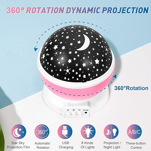Star Master Galaxy Night Projector Lamp Led Starry Light with Moon, Ocean Wave & Astronaut Effects
