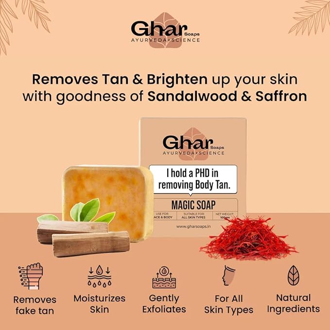 Ghar Soaps De-Tan Sandalwood & Saffron Magic Soaps